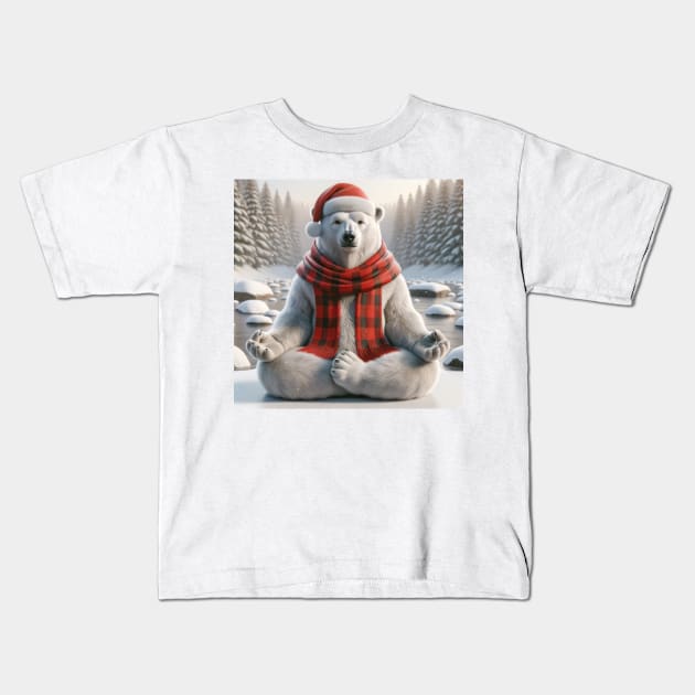 Yoga Bear Kids T-Shirt by TooplesArt